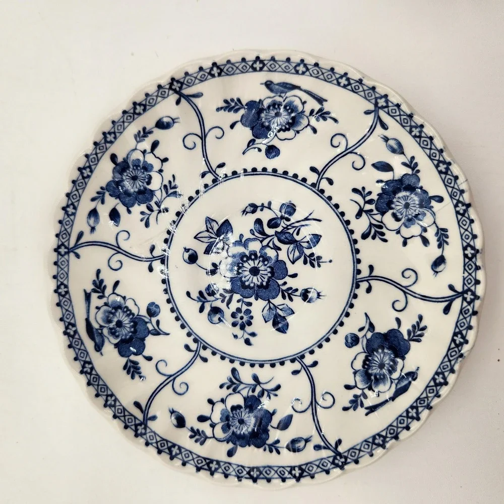 Johnson Brothers Indies Blue Ironstone Cup and Saucer Set Made in England Floral - Picture 6 of 11